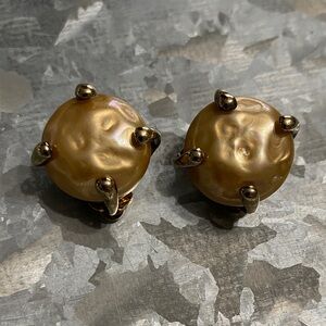 Carolee Gold-Tone Faux Baroque Pearl Clip-On Earrings 925